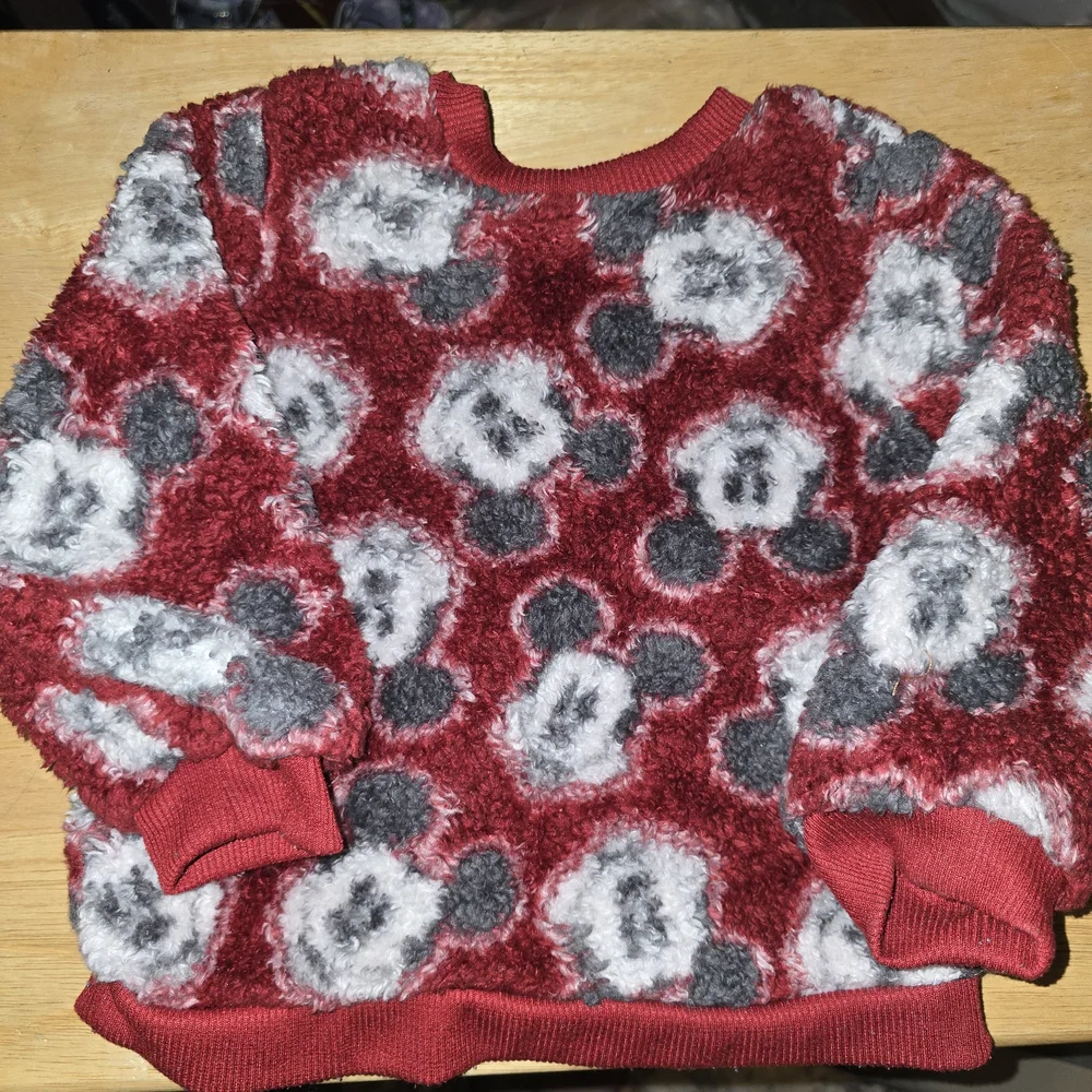 Mickey Mouse 2 Piece Set - Plush Fleece Top Bottom - EUC - Snap Closure Jogger